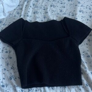 Black Knit Short Sleeve Top
